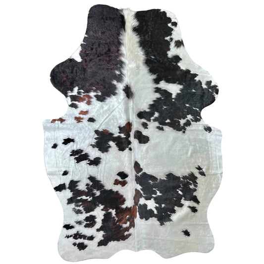 Large Tricolor Cowhide Rug J325 - 4.4x 6.5 ft