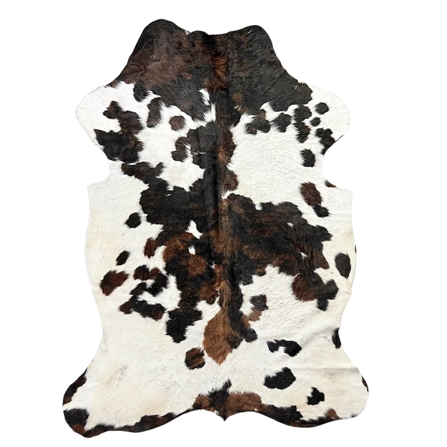 Large Tricolor Cowhide Rug J334 - 5.1x 6.5 ft