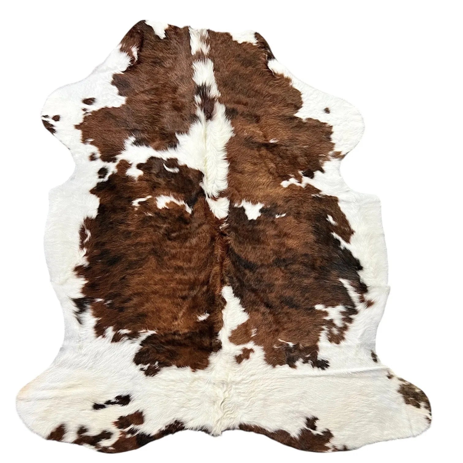 Large Tricolor Cowhide Rug J342 - 5.6x 5.10 ft