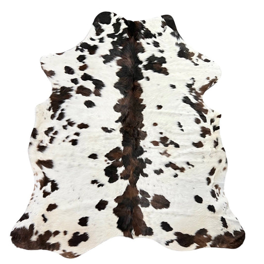 Large Tricolor Cowhide Rug J347 - 5.8x 6.2 ft