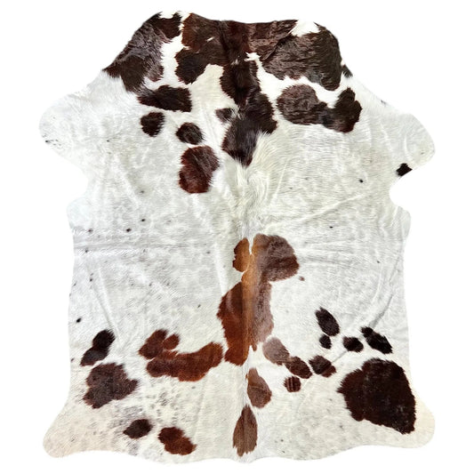 Large Tricolor Cowhide Rug J407 - 4.10x 6 ft