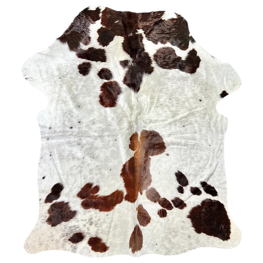 Large Tricolor Cowhide Rug J407 - 4.10x 6 ft