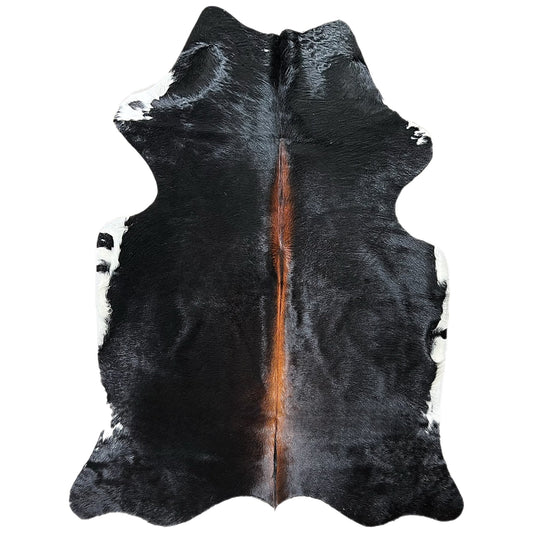 Large Tricolor Cowhide Rug J548 - 5.3x 6.7 ft