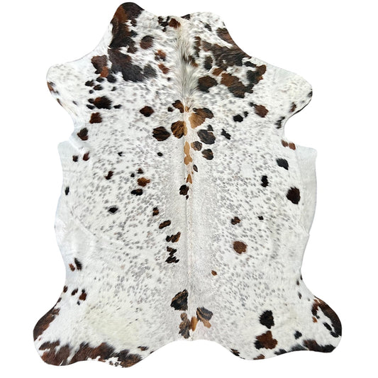 Large Tricolor Cowhide Rug K355 - 6x 7 ft