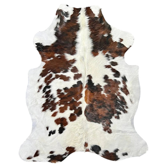 Large Tricolor Cowhide Rug K404 - 5.5x 6.2 ft