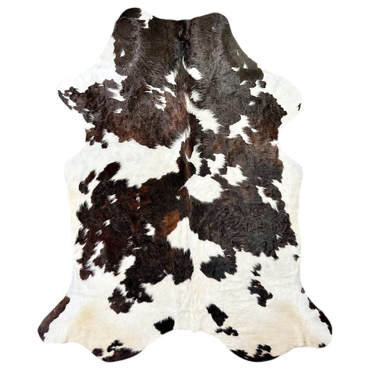 Large Tricolor Cowhide Rug K406 - 5.9x 6.10 ft