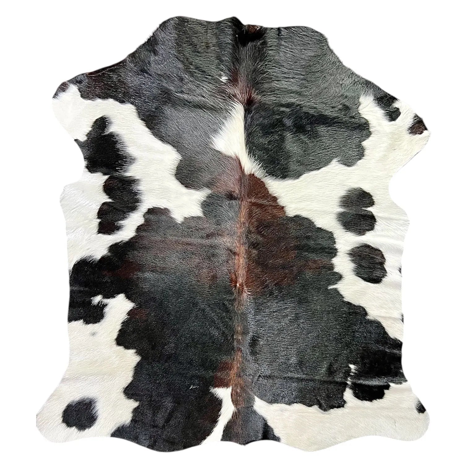 Large Tricolor Cowhide Rug K448 - 4.7x 5 ft