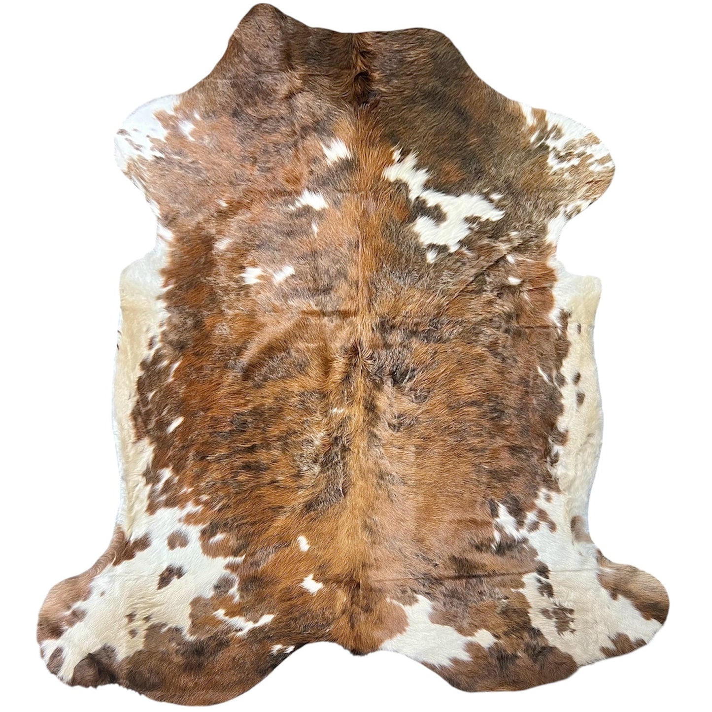 Large Tricolor Cowhide Rug L372 - 6.5x 7.1 ft