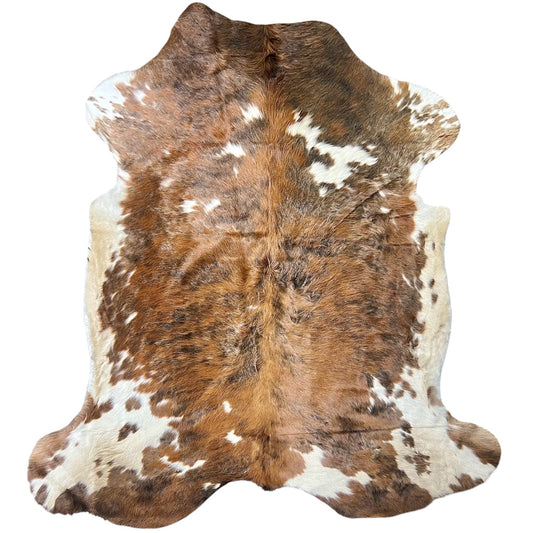 Large Tricolor Cowhide Rug L372 - 6.5x 7.1 ft