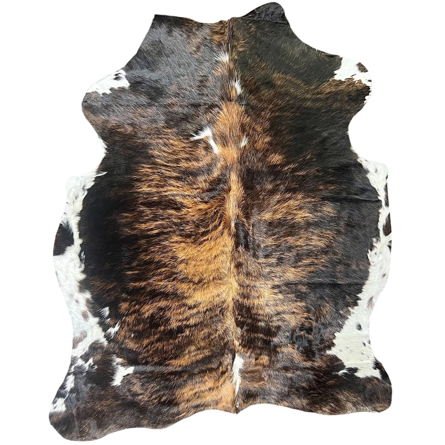 Large Tricolor Cowhide Rug L373 - 5.1x 5.8 ft