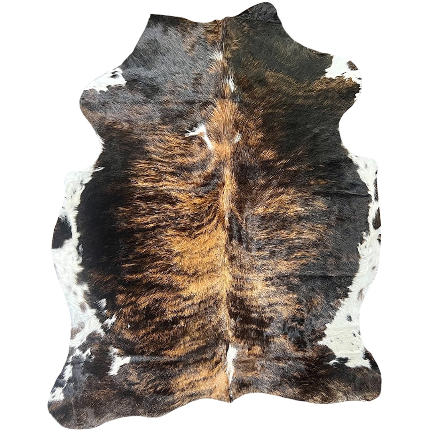 Large Tricolor Cowhide Rug L373 - 5.1x 5.8 ft