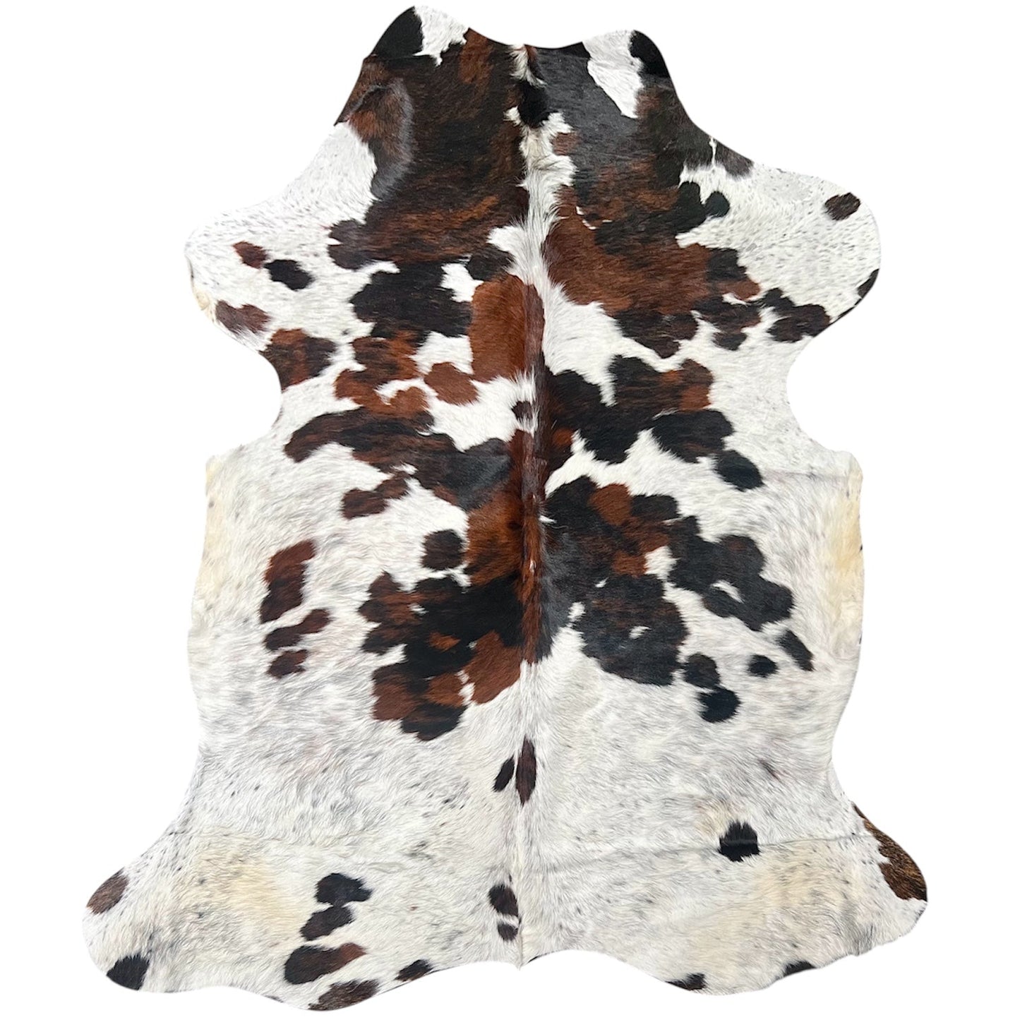 Large Tricolor Cowhide Rug L374 - 5.10x 6.5 ft