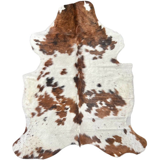 Large Tricolor Cowhide Rug L375 - 5.7x 6.4 ft