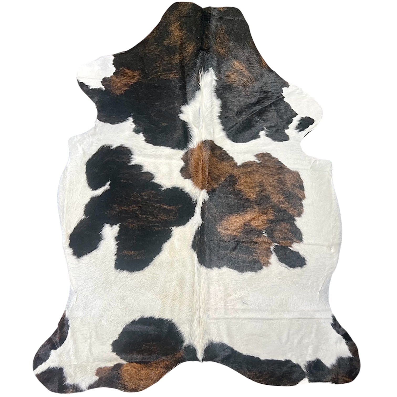 Large Tricolor Cowhide Rug L378 - 5.5x 6.9 ft