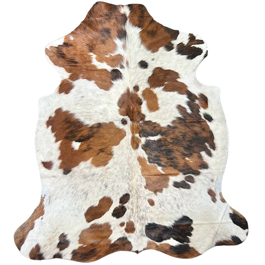Large Tricolor Cowhide Rug L382 - 5.6x 5.10 ft
