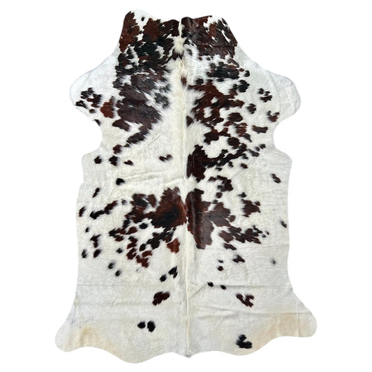 Large Tricolor Cowhide Rug M428 - 5.5x 6.11 ft