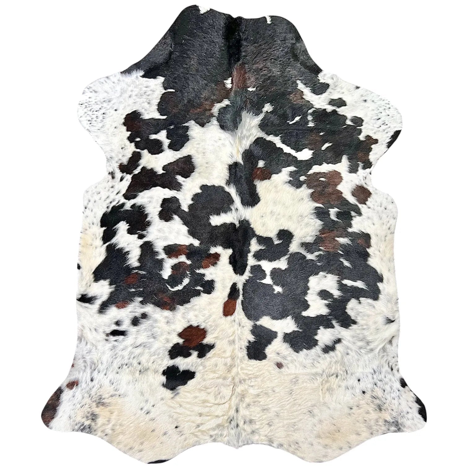 Large Tricolor Cowhide Rug N485 - 5.10x 6.10 ft