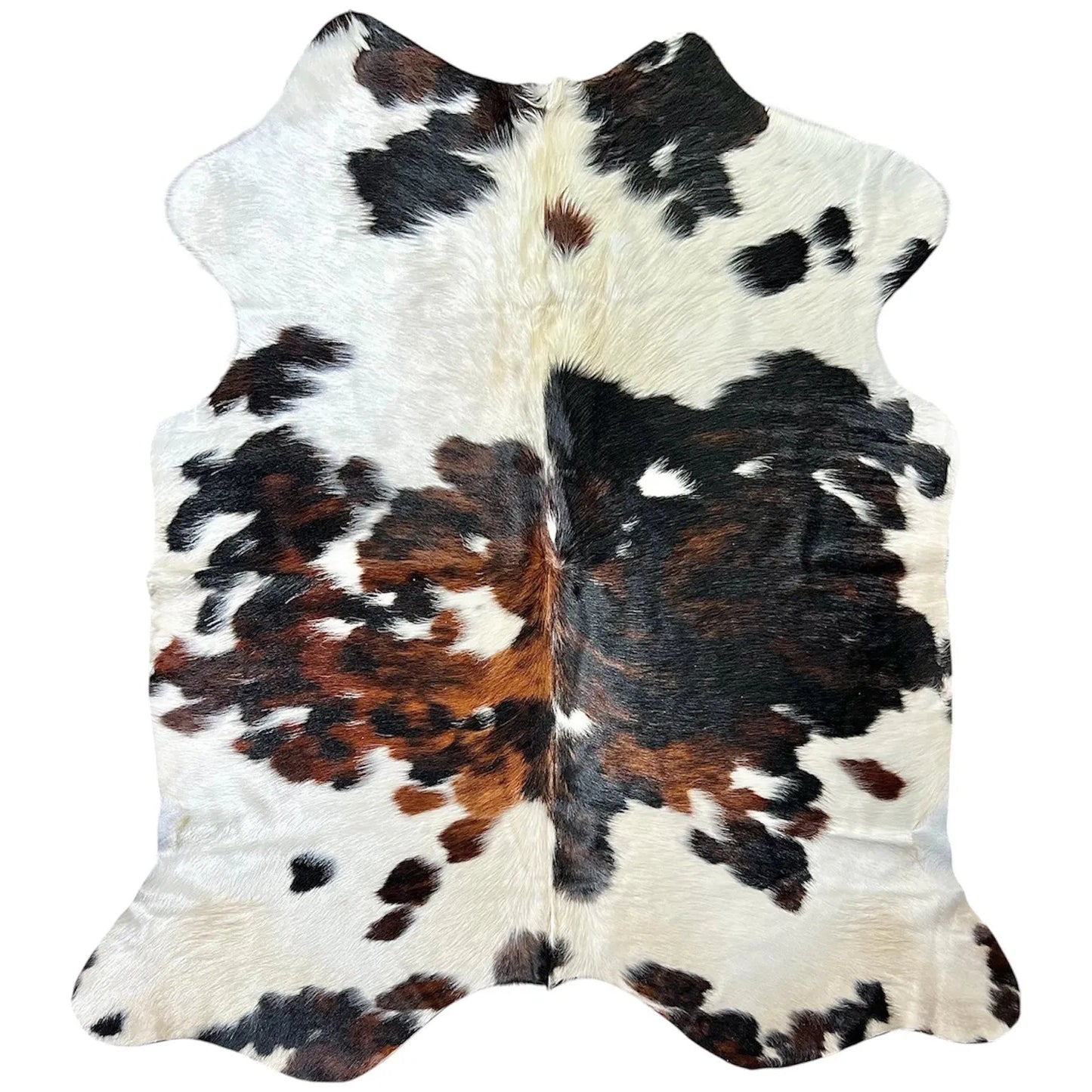 Large Tricolor Cowhide Rug N488 - 5.9x 6.3 ft
