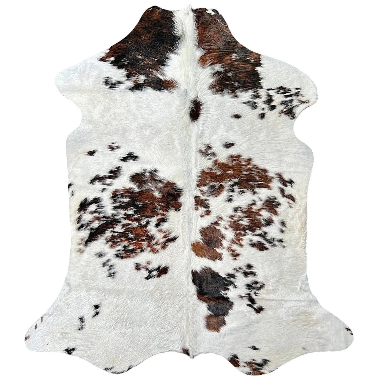 Large Tricolor Cowhide Rug N492 - 5.7x 6.10 ft