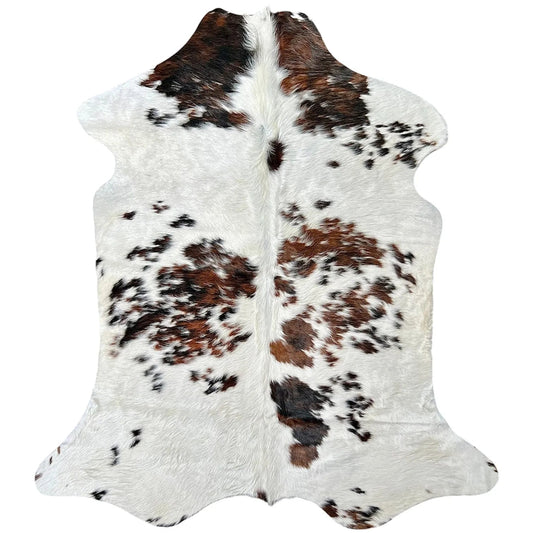 Large Tricolor Cowhide Rug N492 - 5.7x 6.10 ft