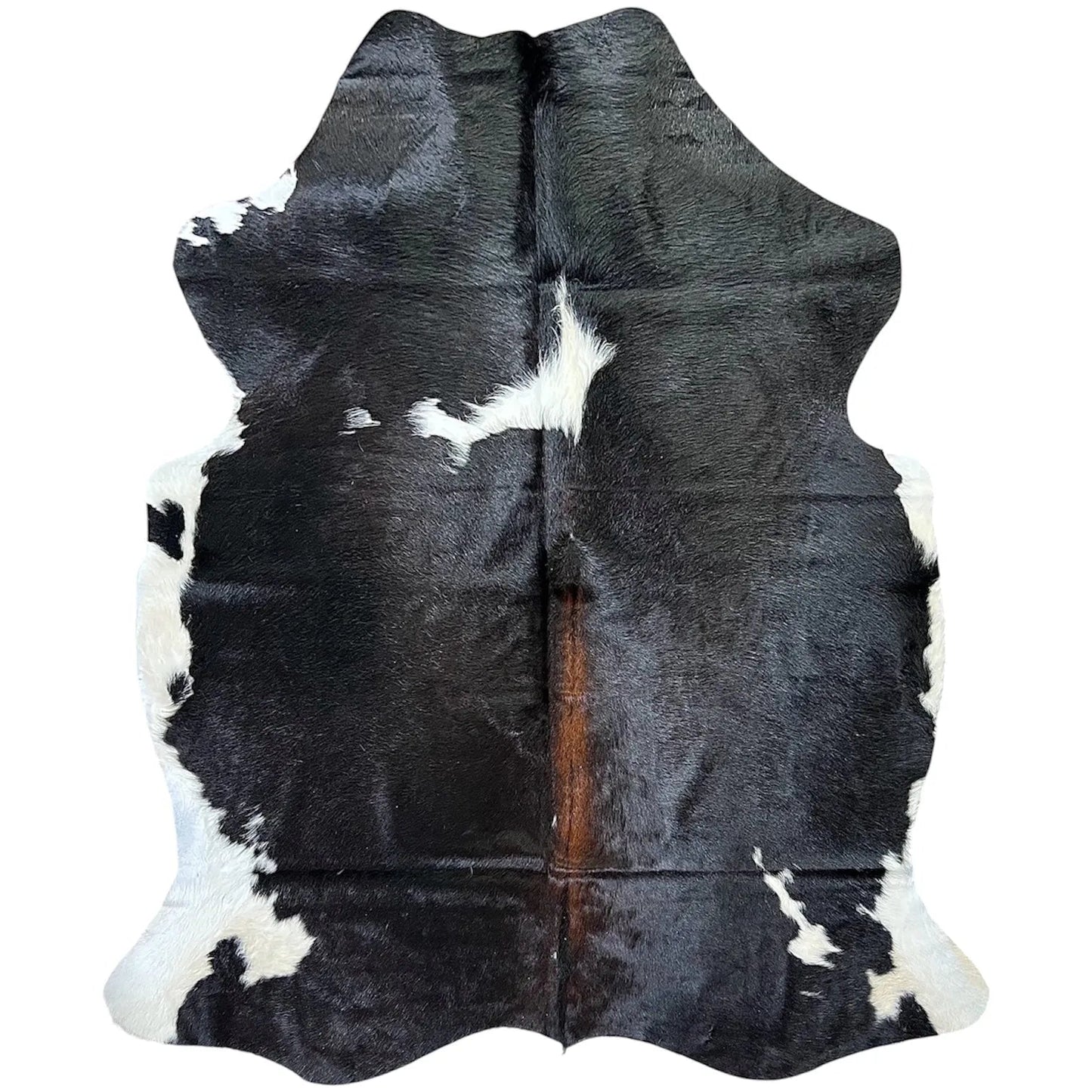Large Tricolor Cowhide Rug N493 - 5.6x 6.3 ft