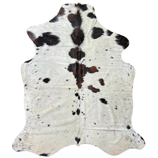 Large Tricolor Cowhide Rug N505 - 5.6x 6.2 ft