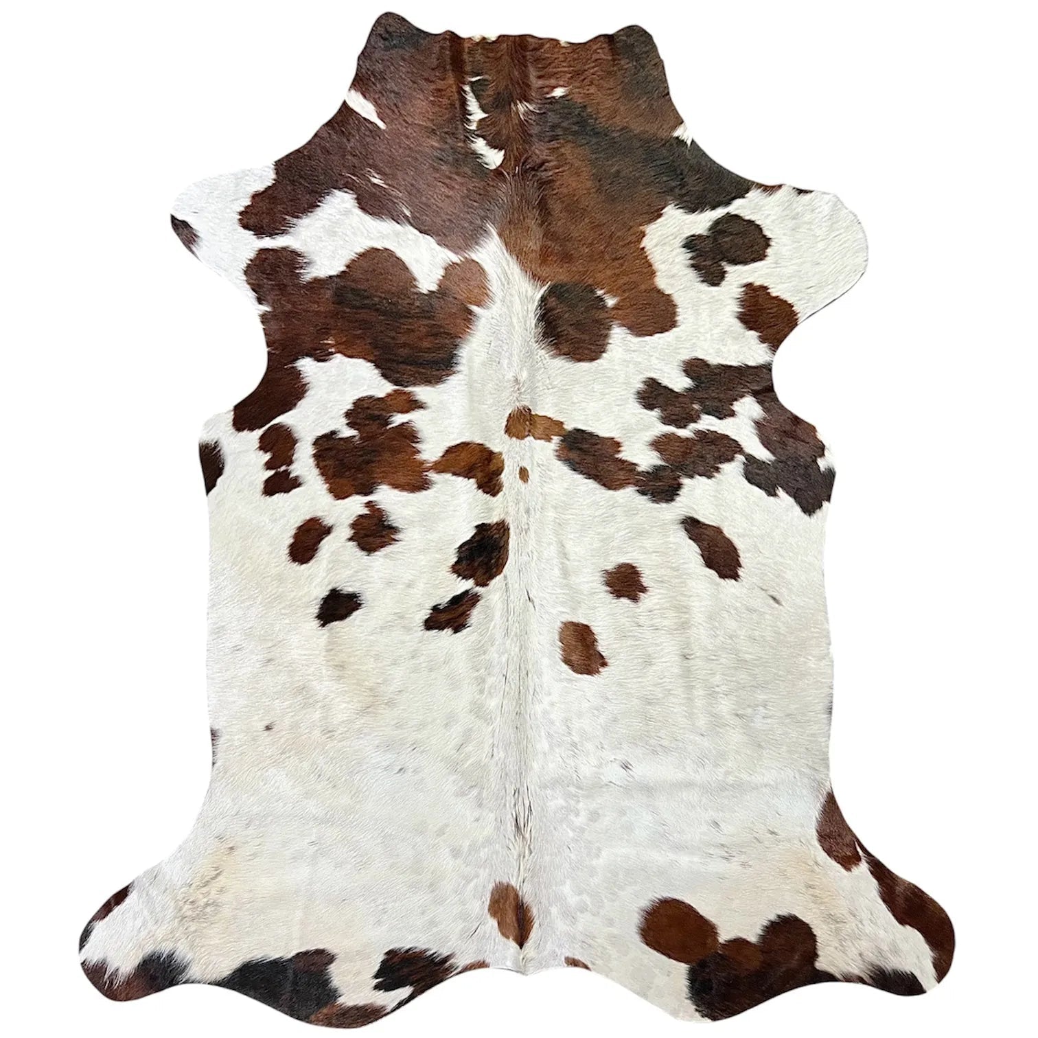Large Tricolor Cowhide Rug N506 - 5.9x 6.9 ft