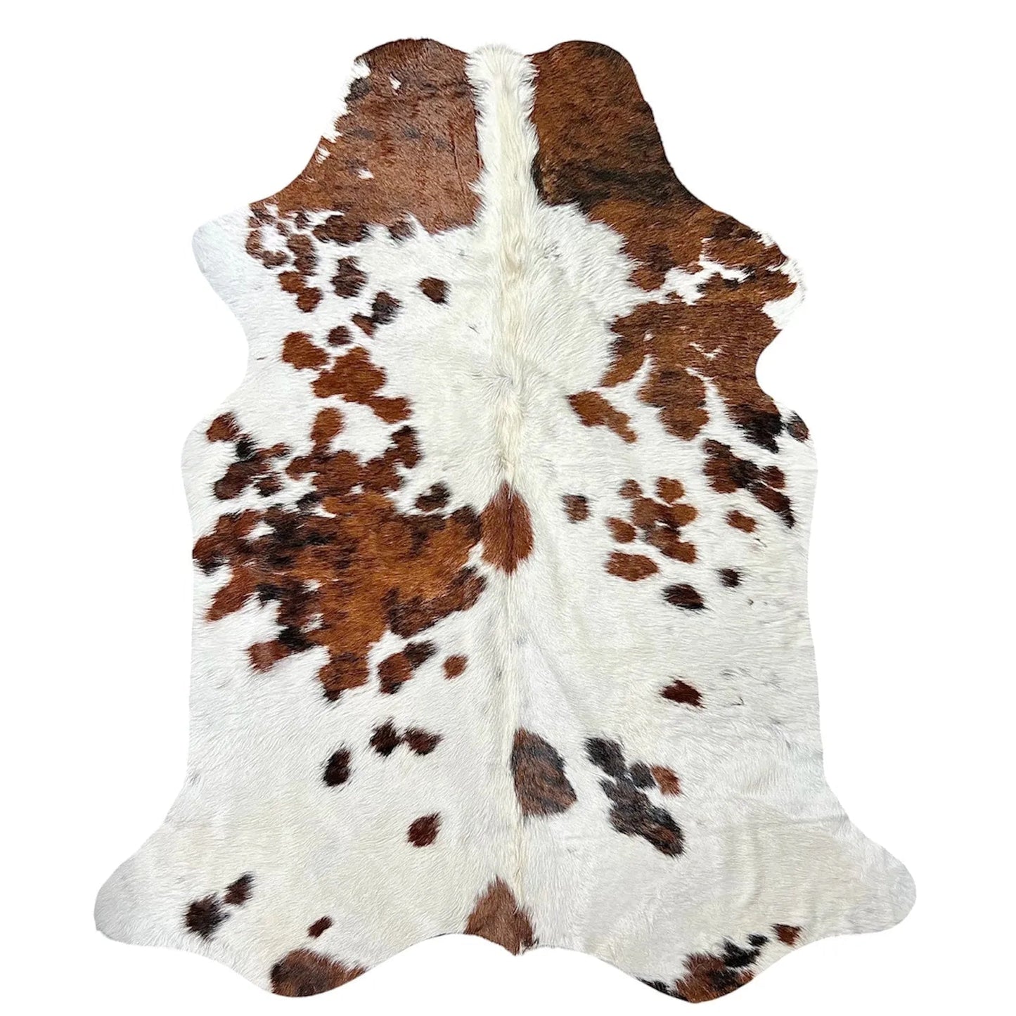 Large Tricolor Cowhide Rug O507 - 5.9x 6.5 ft