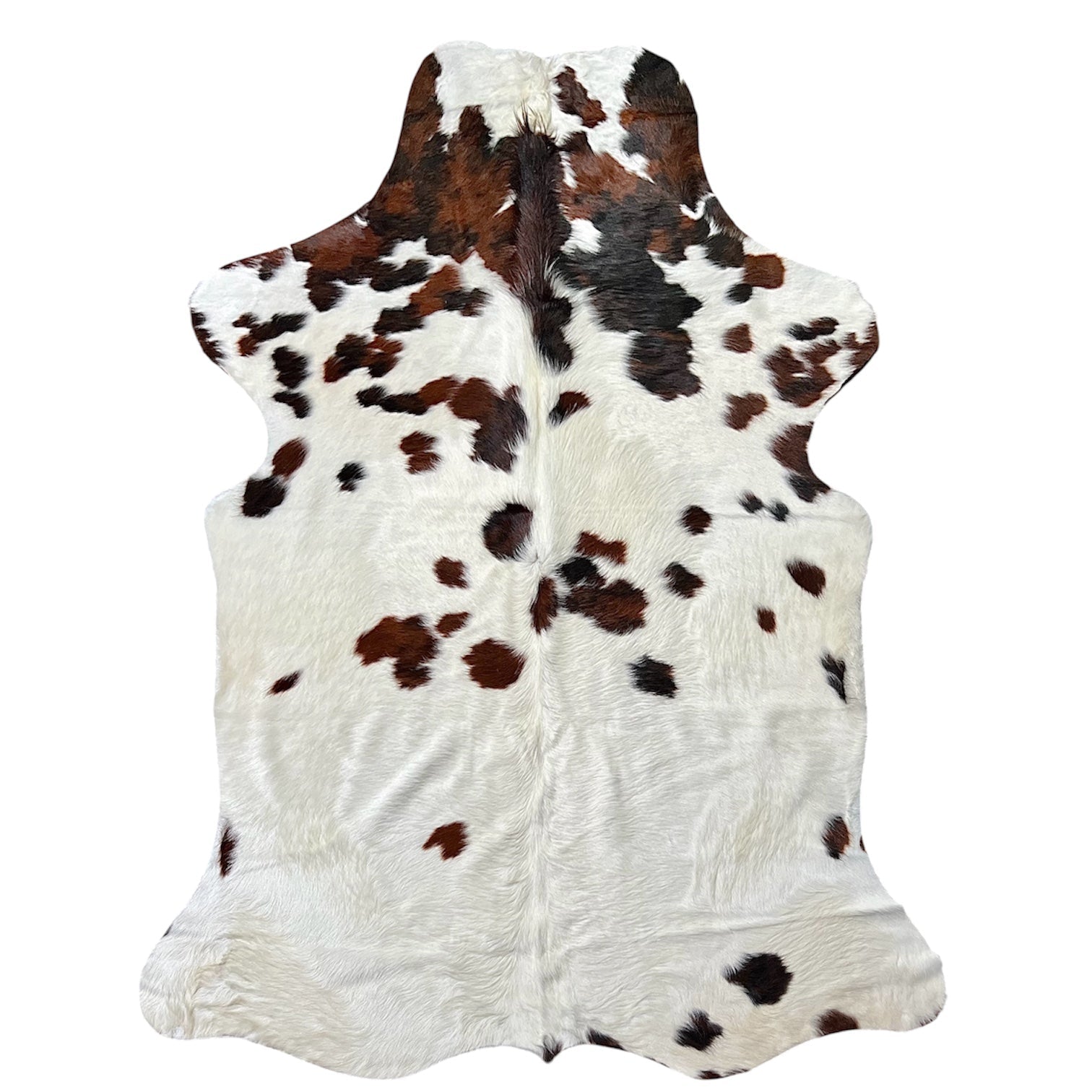 Large Tricolor Cowhide Rug O508 - 5x 6.7 ft