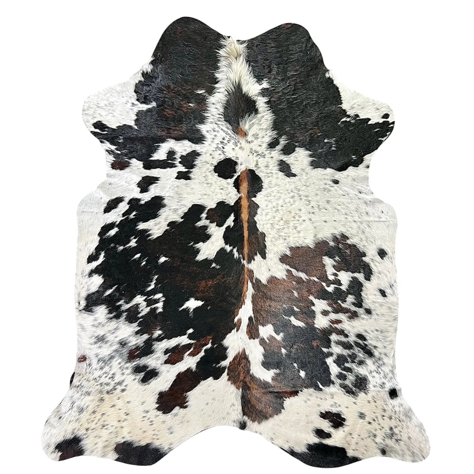Large Tricolor Cowhide Rug O511 - 5.7x 7 ft