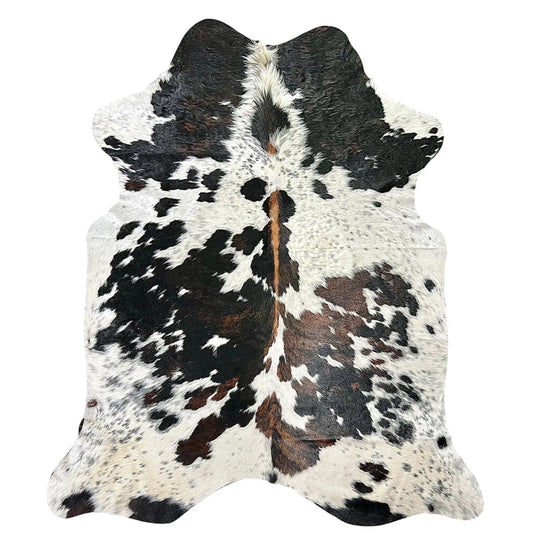 Large Tricolor Cowhide Rug O511 - 5.7x 7 ft