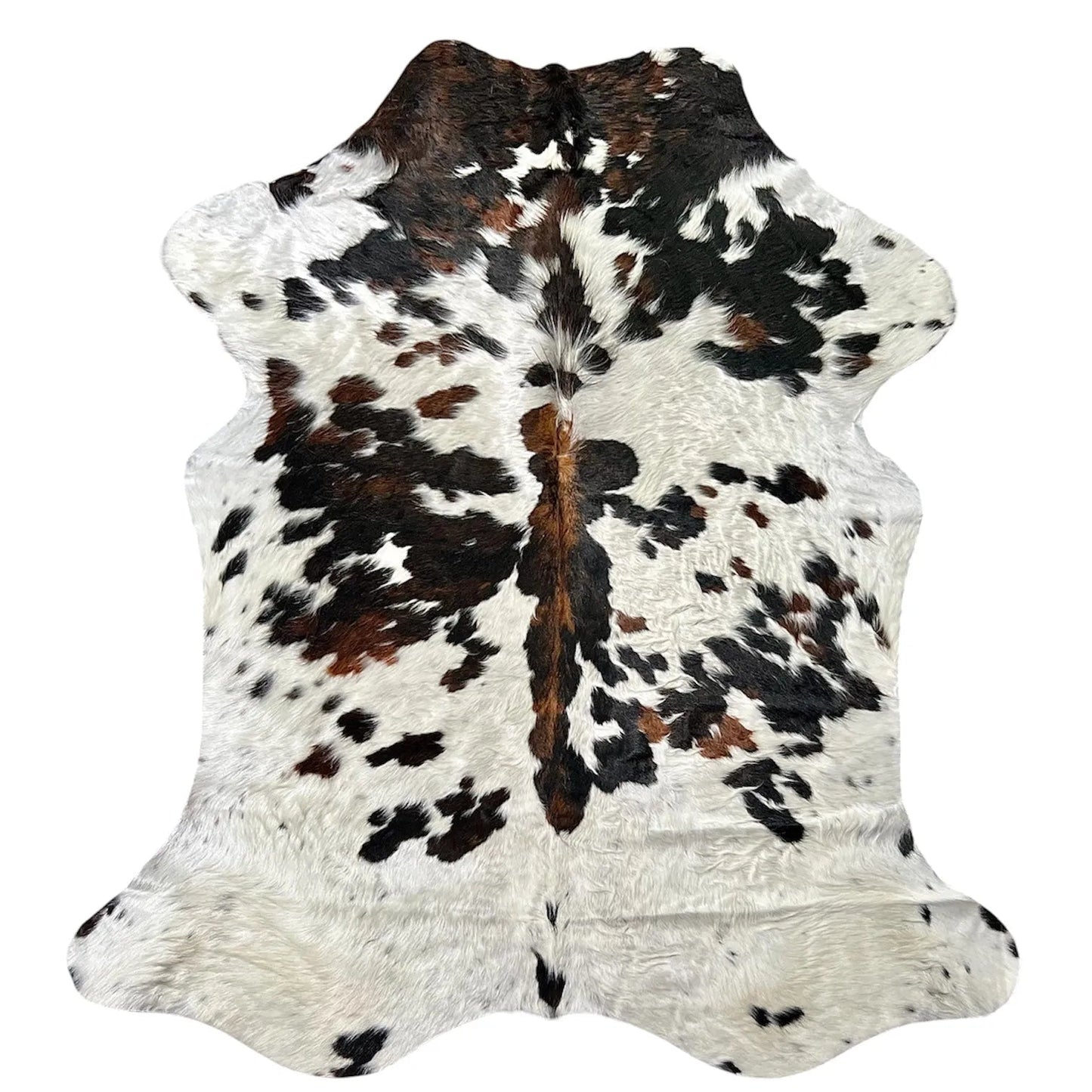 Large Tricolor Cowhide Rug O513 - 5.5x 6.5 ft