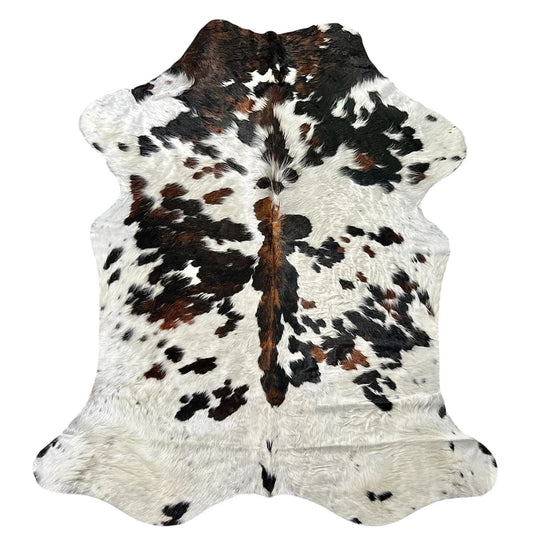 Large Tricolor Cowhide Rug O513 - 5.5x 6.5 ft