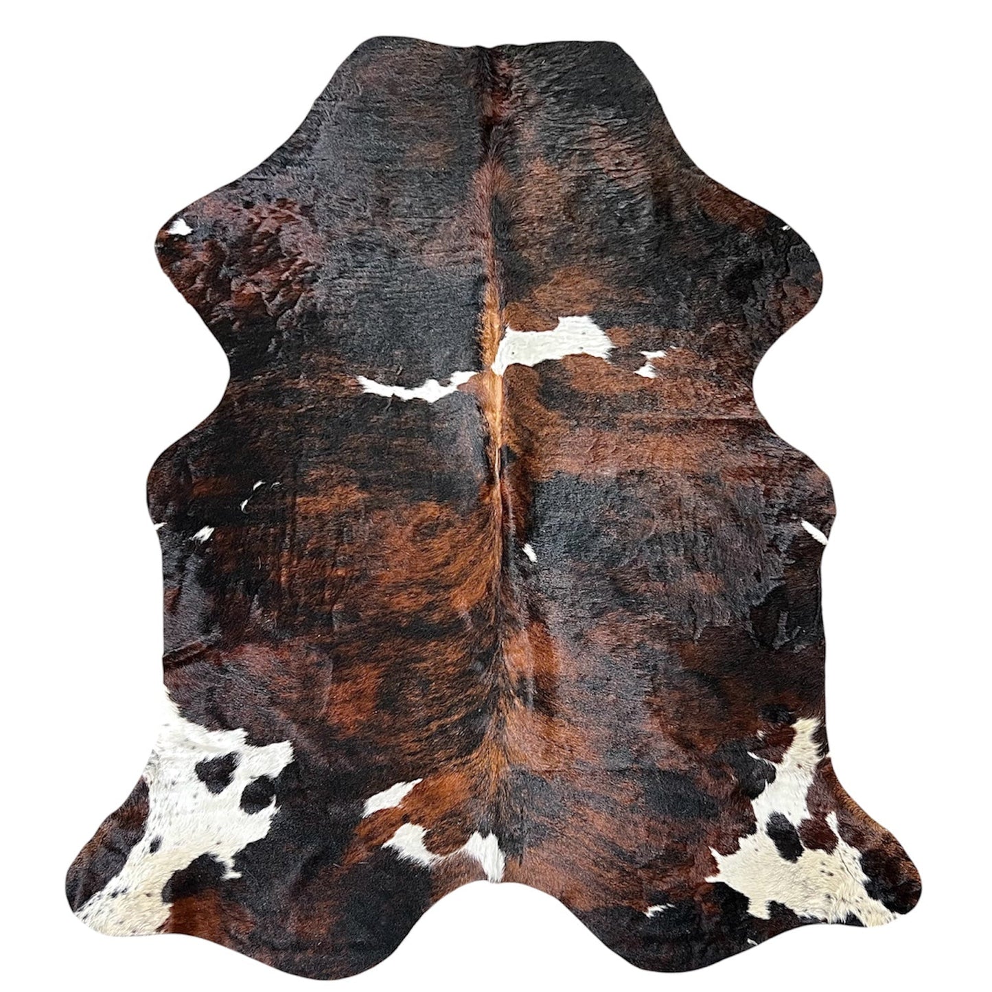 Large Tricolor Cowhide Rug O515 - 5.6x 6.8 ft