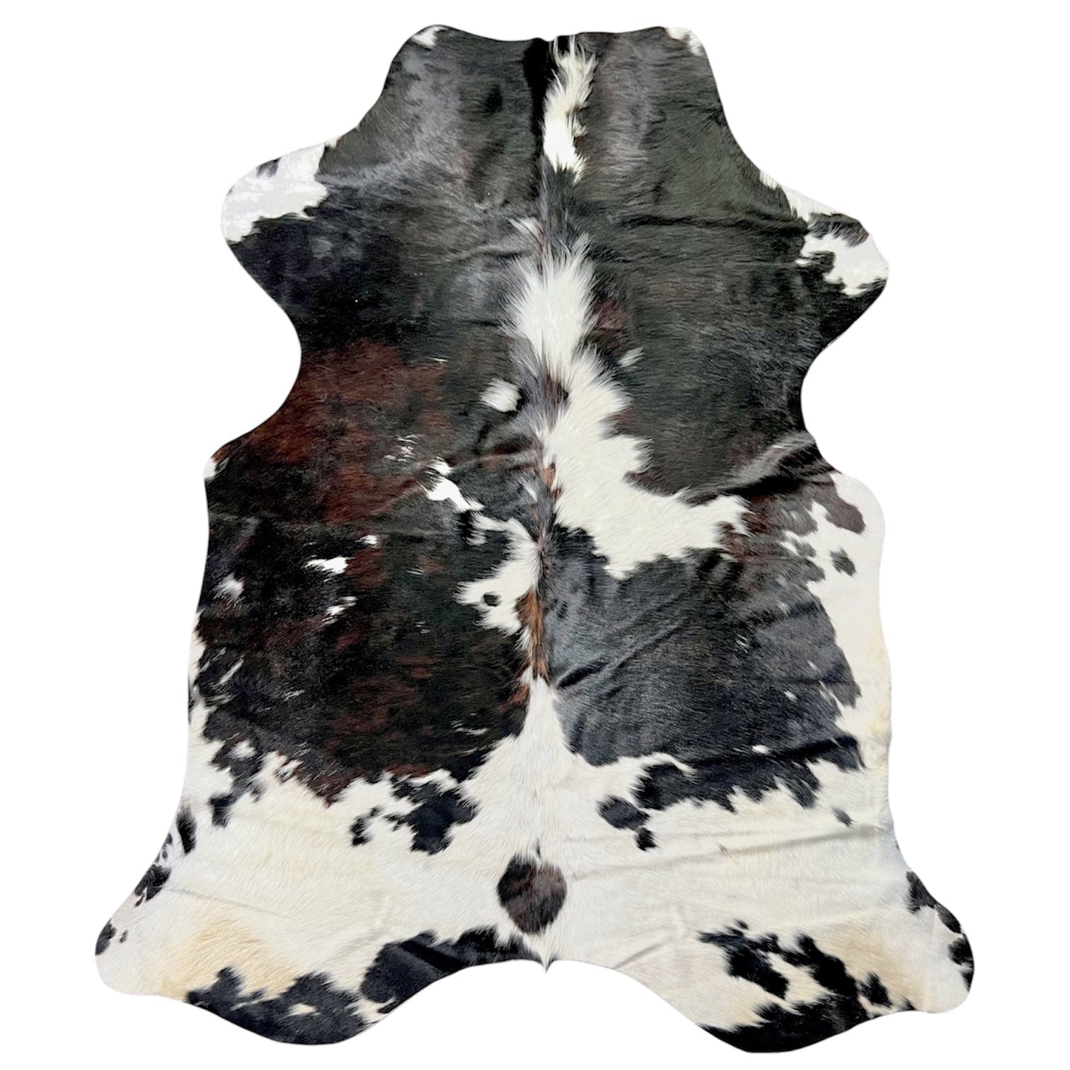 Large Tricolor Cowhide Rug O523 - 5.8x 6.5 ft