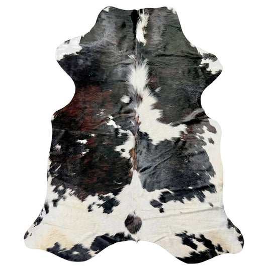 Large Tricolor Cowhide Rug O523 - 5.8x 6.5 ft