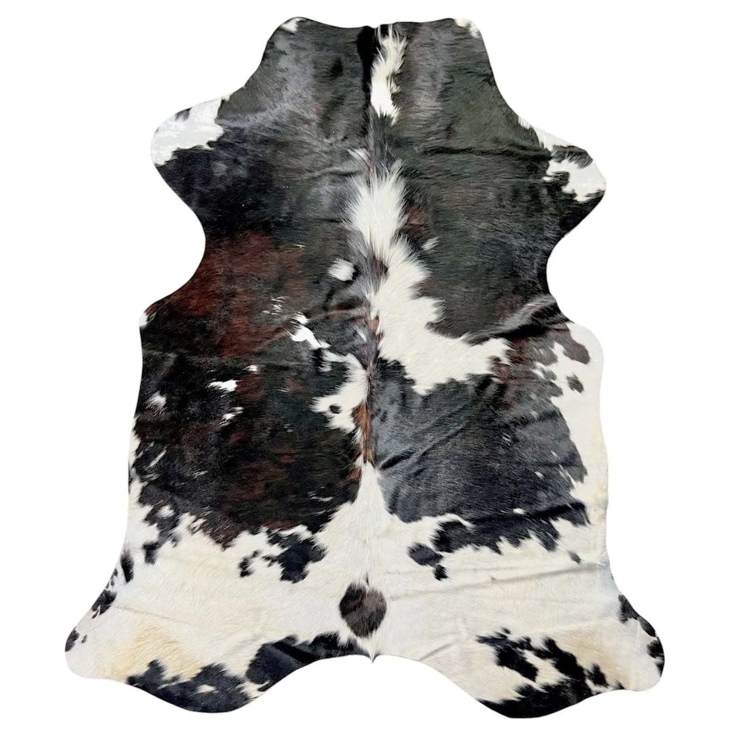 Large Tricolor Cowhide Rug O523 - 5.8x 6.5 ft