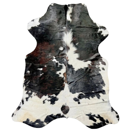 Large Tricolor Cowhide Rug O523 - 5.8x 6.5 ft