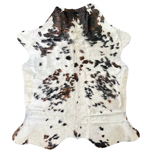 Large Tricolor Cowhide Rug O526 - 5.7x 6.9 ft