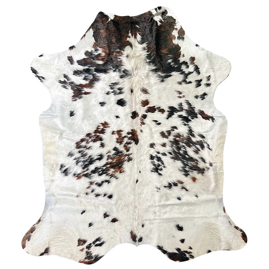 Large Tricolor Cowhide Rug O526 - 5.7x 6.9 ft