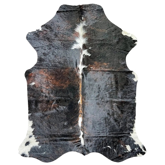 Large Tricolor Cowhide Rug O527 - 5.3x 6.11 ft