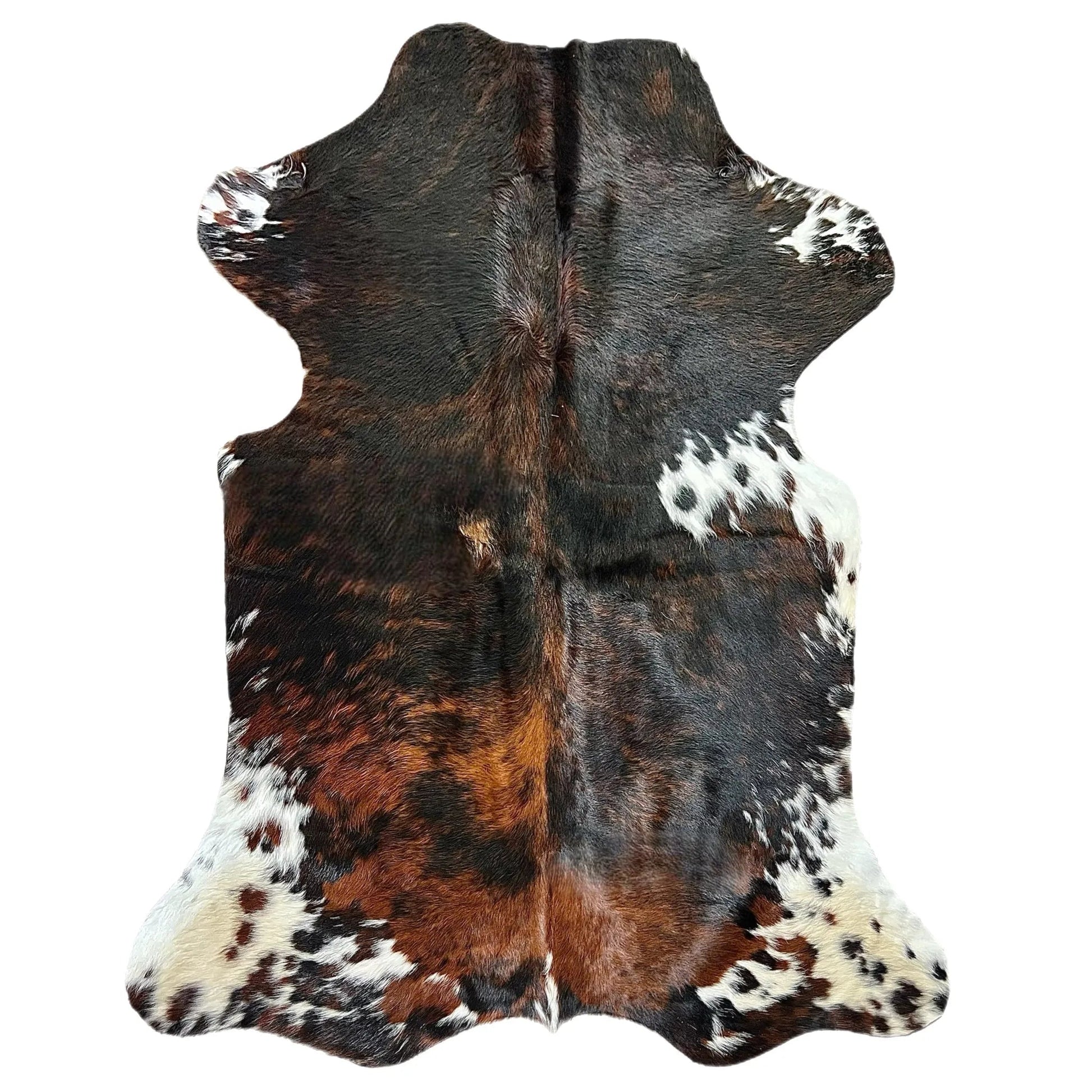 Large Tricolor Cowhide Rug O549 - 5.1x 6.3 ft