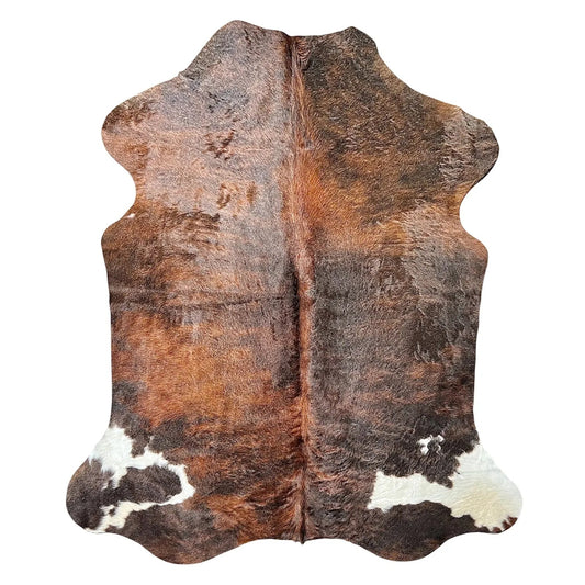 Large Tricolor Cowhide Rug P545 - 5x 6 ft