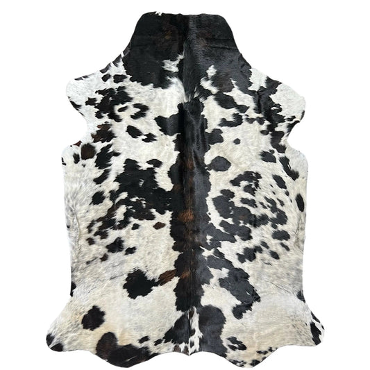 Large Tricolor Cowhide Rug Q580 - 5.6x 7.3 ft