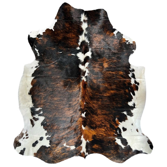 Large Tricolor Cowhide Rug R590 - 5.6x 6.1 ft