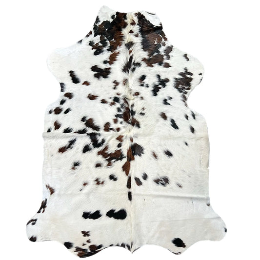 Large Tricolor Cowhide Rug R607 - 5.2x6.5 ft