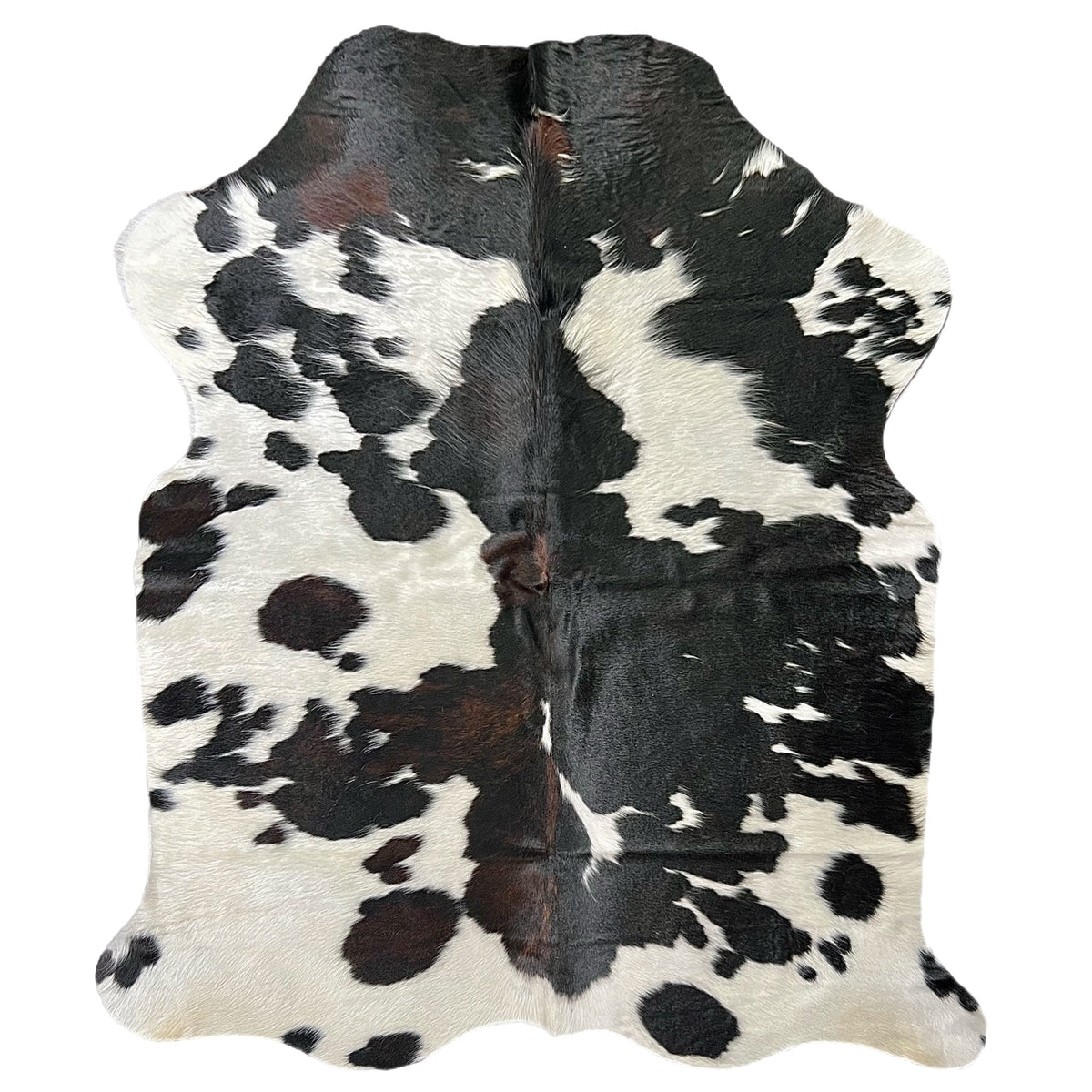 Large Tricolor Cowhide Rug R608 - 5.1x5.5 ft