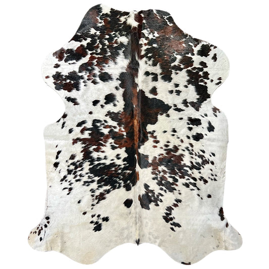 Large Tricolor Cowhide Rug S611 - 5.7x 6.4 ft