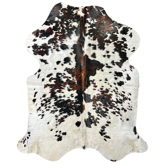 Large Tricolor Cowhide Rug S611 - 5.7x 6.4 ft