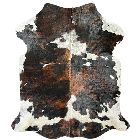 Large Tricolor Cowhide Rug S613 - 6x 6.8 ft